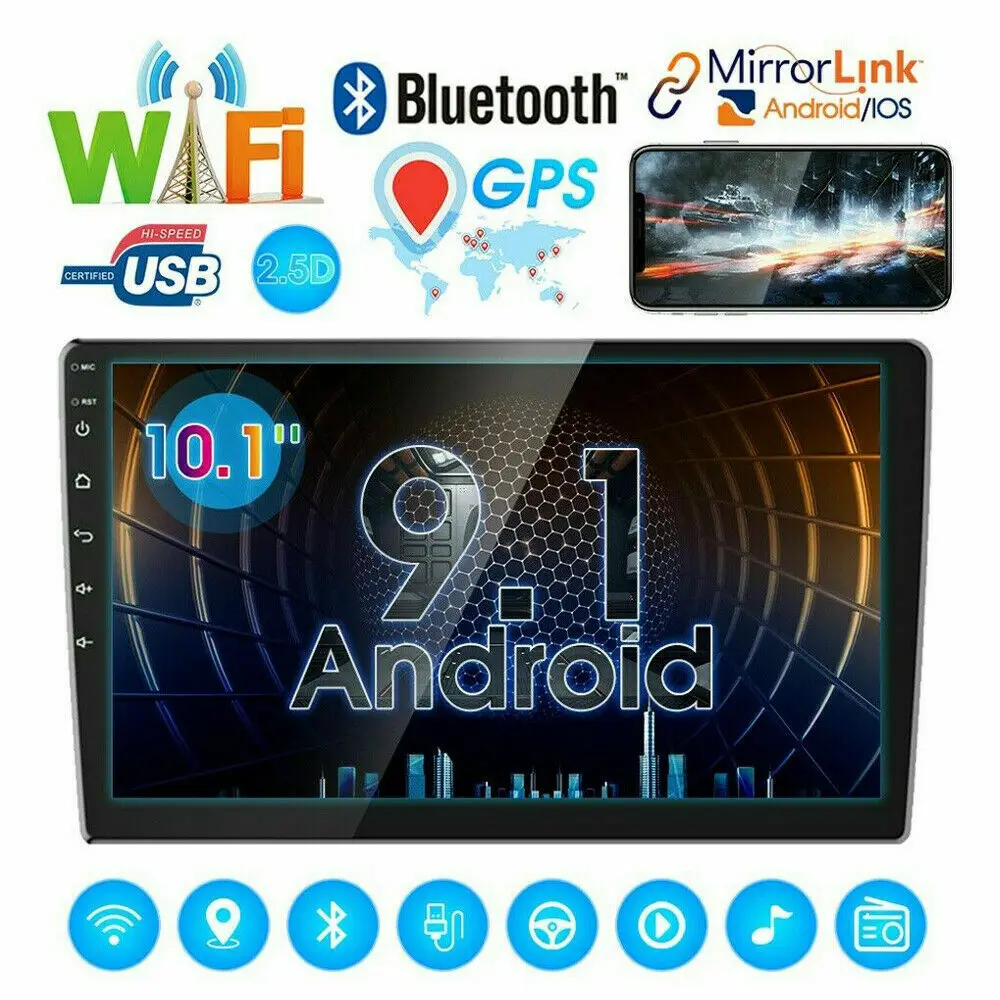 Автомагнитола 2 Din универсальная мультимедийная система на Android 10 с экраном 1