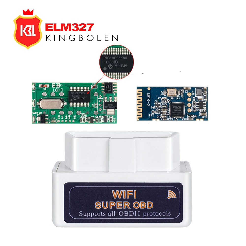 ELM327 WIFI V1.5 Поддержка Android/iOS/Windows с PIC18F25K80 ELM 327 Wi-Fi дизельный автомобиль супер OBD2 сканер кода - изображение