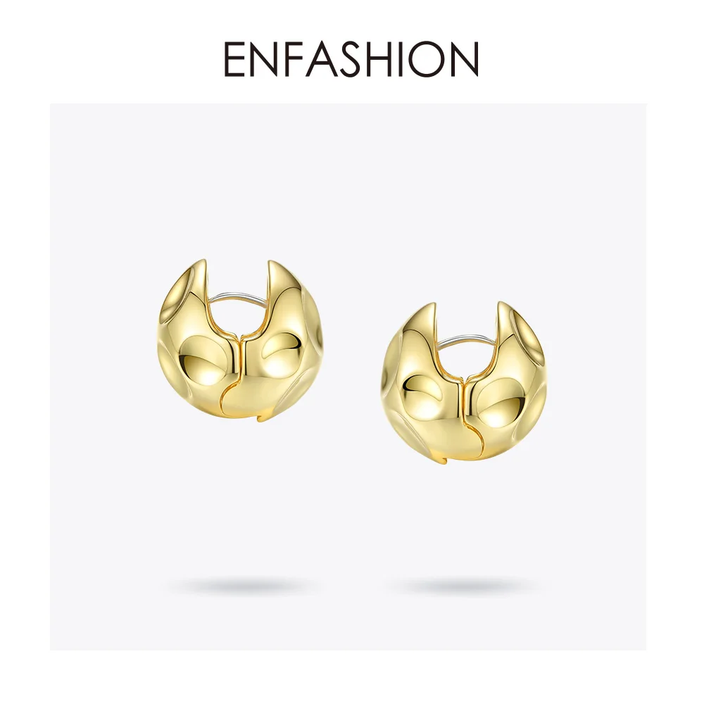 ENFASHION, панк, футбол, серьги-кольца для женщин, маленький золотого цвета, круглый шар, расплавленные обручи, серьги, модное ювелирное изделие Aros E191103 - Окраска металла: Gold color