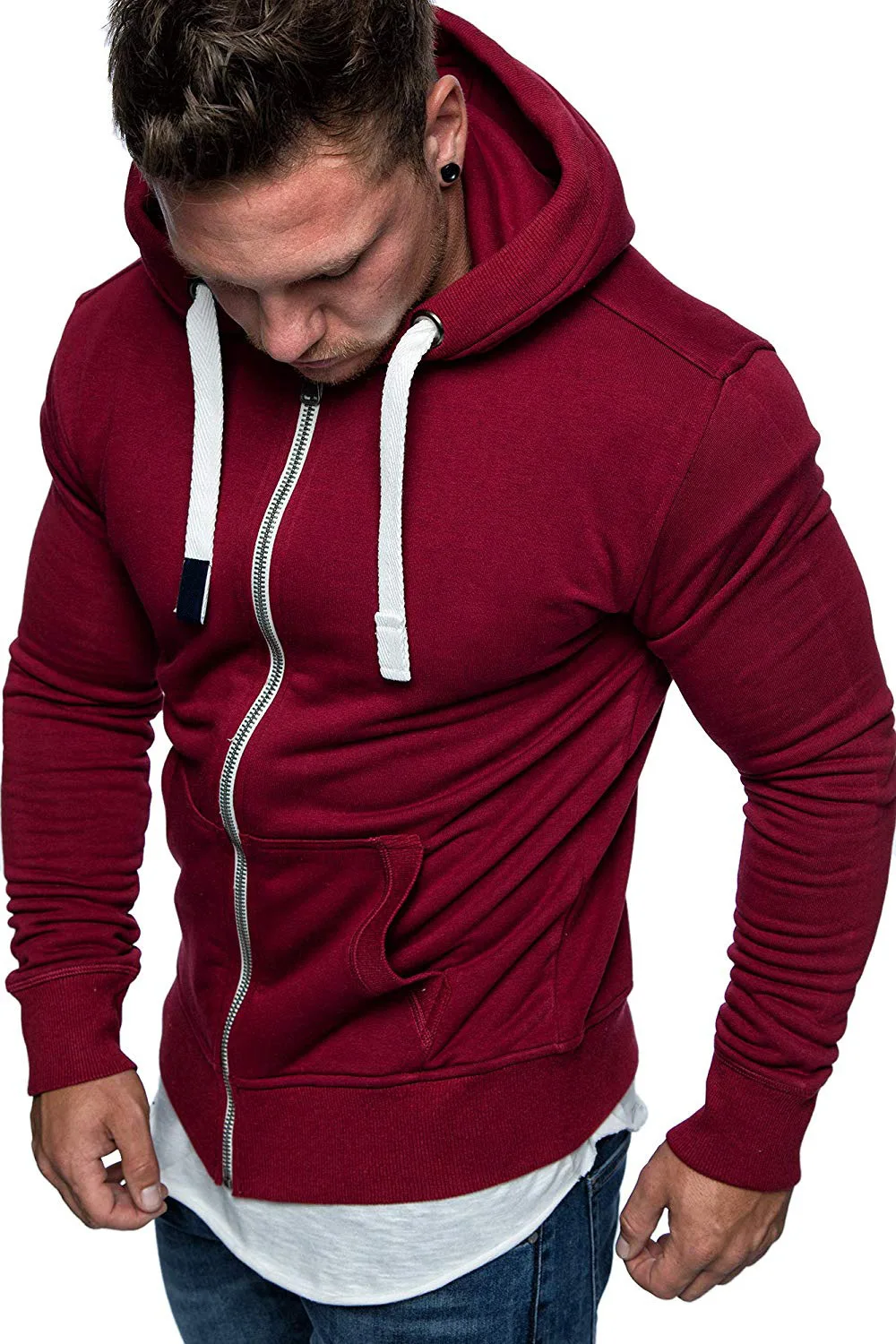slim fit zipper hoodie