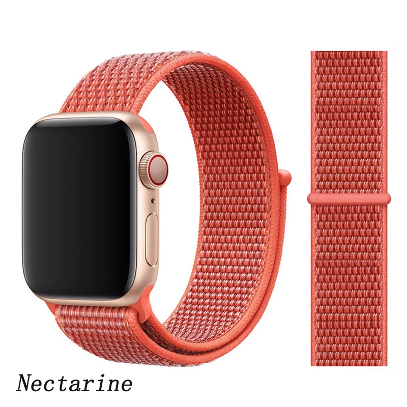 Ремешок для apple watch 5 4 ремешок 44 мм 40 мм Correa 42 мм 38 мм iwatch 5 4 3 2 нейлоновый браслет pulseira ремешок для часов - Цвет ремешка: Nectarine