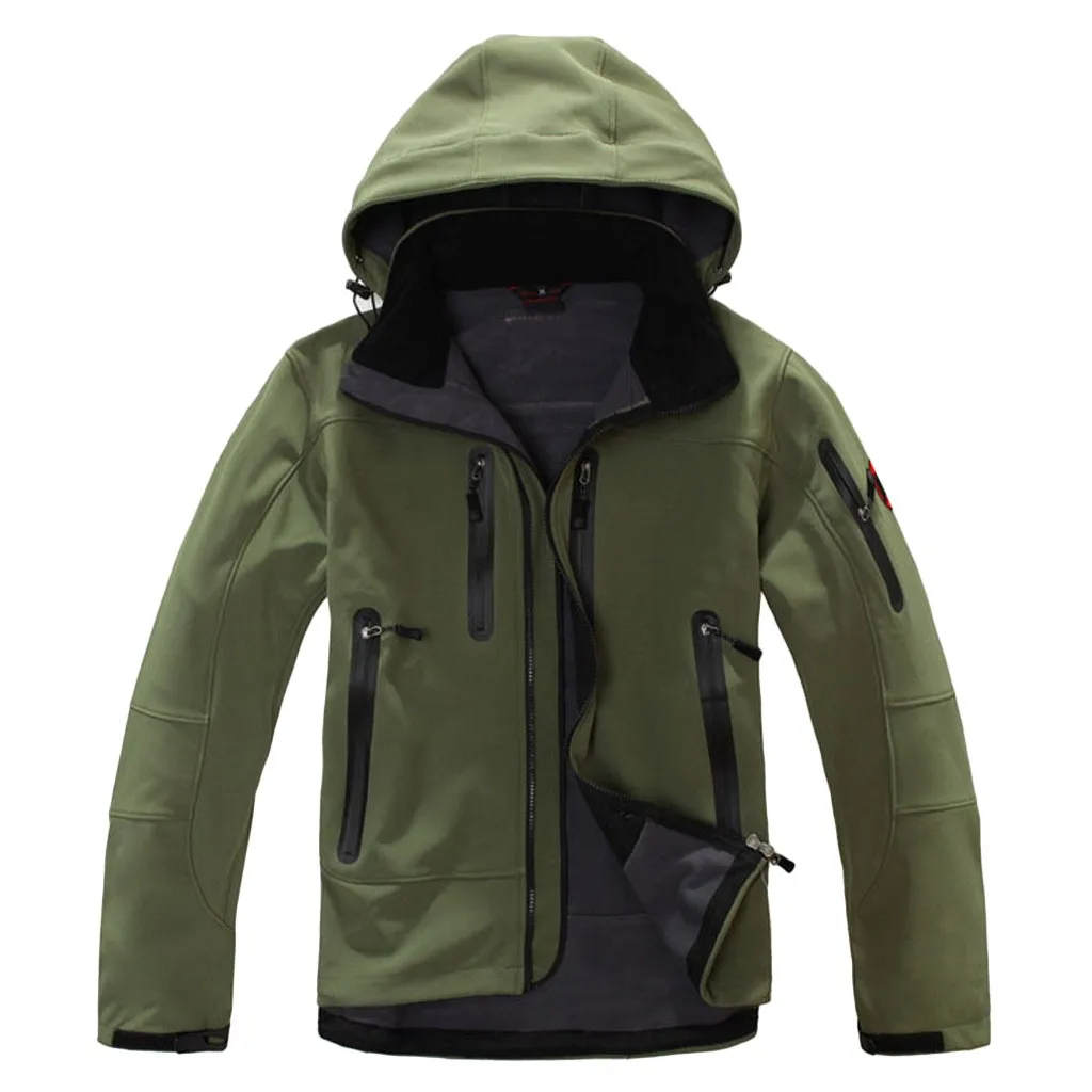 

Outdoors Polartec Warm Windbreaker jacket Men Winter Hooded Softshell for Windproof and Waterproof Soft Coat Shell Jacket#g4