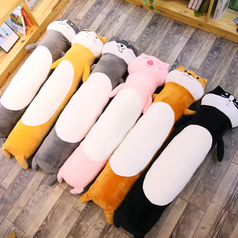 90/140 см Kawaii плюшевый Кот Хаски Шиба ину свинья игрушки чучела животные плюшевые длинные подушки офис обеденный пробок сна подушки