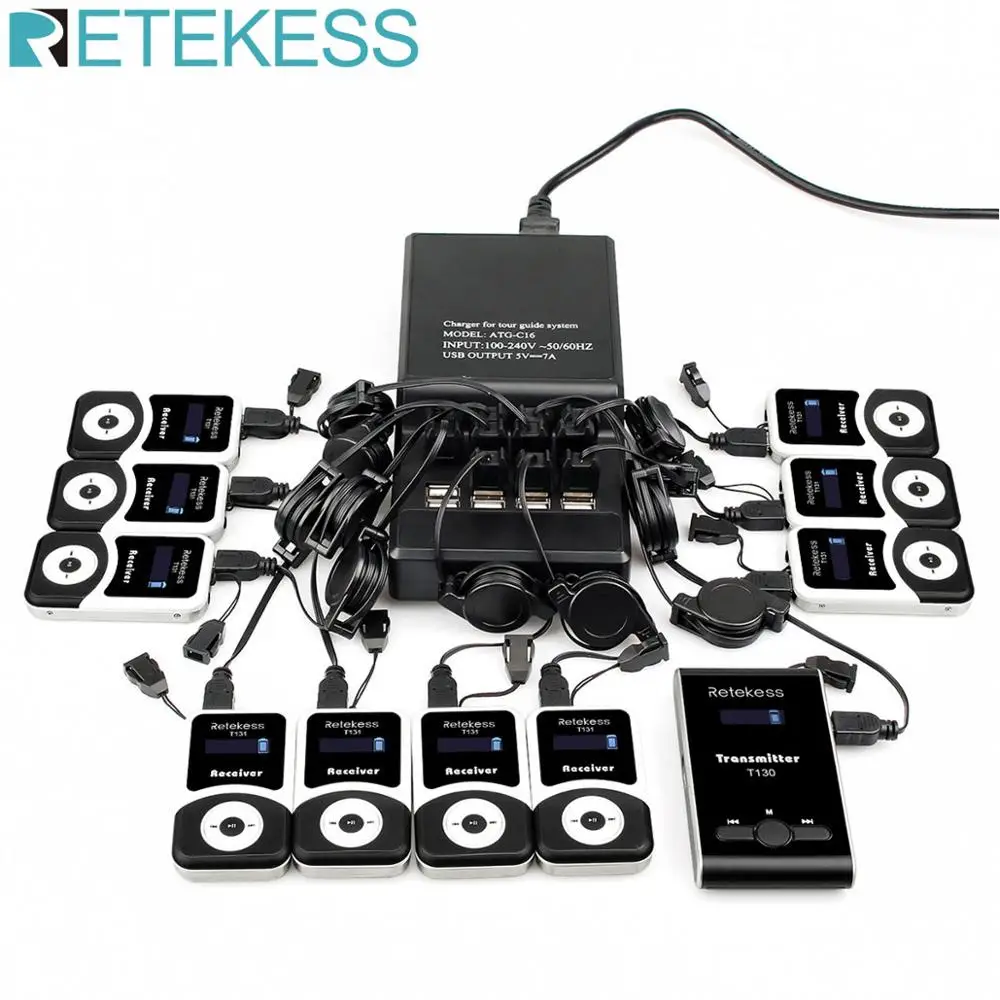 

Wireless Tour Guide System 1 Charging Base +1 Transmitter+10 Receivers T131 + Mic for Tour Guiding Conference translation