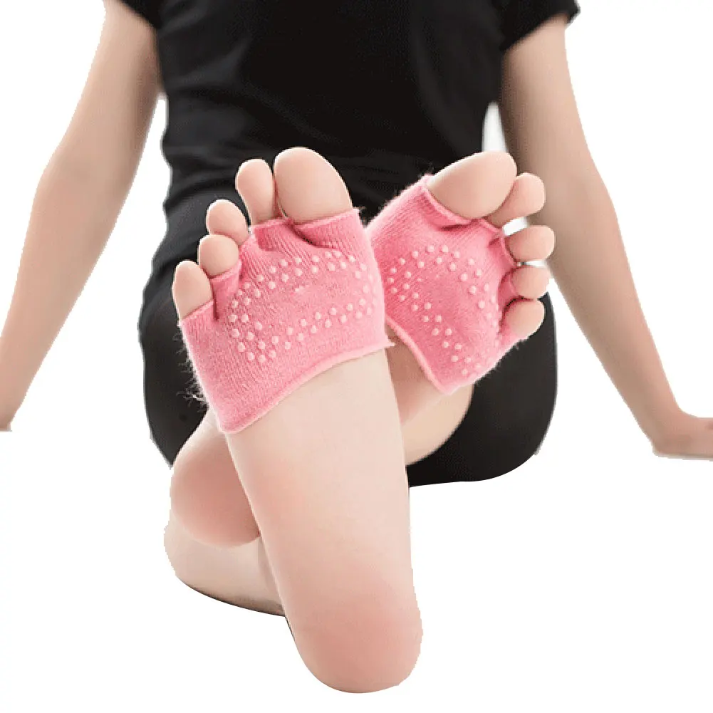 Pink Hot Sale Toe Socks Non-Slip Women Toe Toppers Socks No-Show Half Socks for Ballet Pilates Exercise Dance Studio M88 - Цвет: Pink