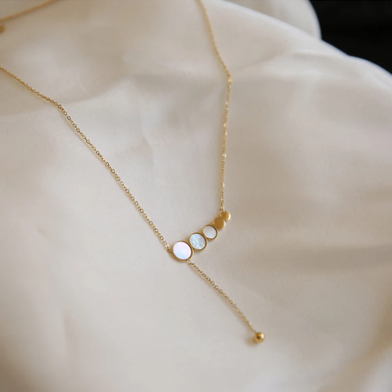 Peri'sBox Small Beads Circle Necklaces Acrylic Geometric Choker Necklaces for Women Minimalist Titanium Steel Necklace 2020 - Image 5