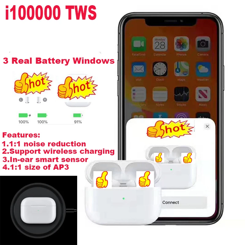 

TWS Pro bluetooth earphone Pressure Sensor PK i100000 MX i500 Pro TWS h1 Chip Earbuds Wirless charging PK i90000 i50000 i9000