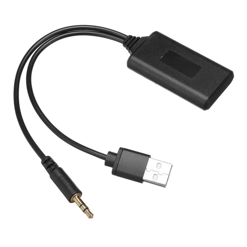 Автомобильный bluetooth-адаптер Aux кабель 12 В USB 3,5 мм беспроводной модуль адаптер Радио Стерео AUX-IN Aux кабель адаптер Автомобильная электроника - Название цвета: Черный