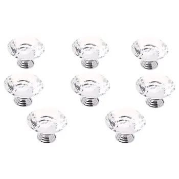 

50MM 8 pcs Knob Crystal for wall cabinet drawer wardrobe cabinets kitchen furniture Dae brightness to any mobile, Transparent