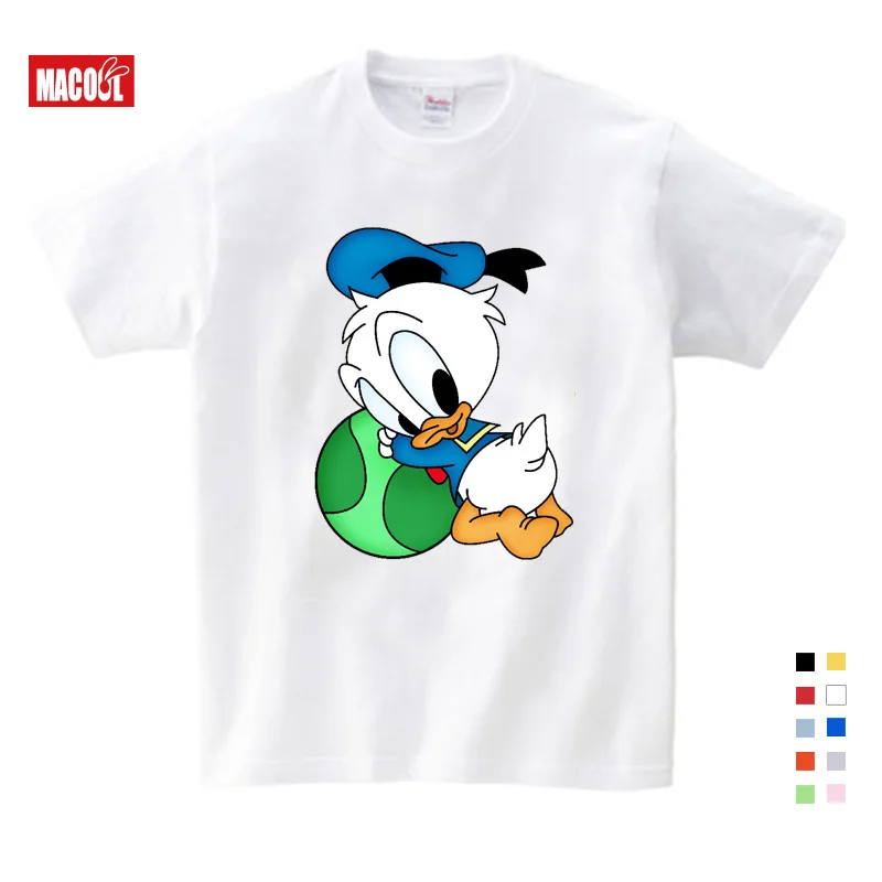 

Summer Cartoon Donald Duck Mickey Mouse Children Clothing Print Tee Tops For Boy Girls Clothing Children Funny Kids T Shirt