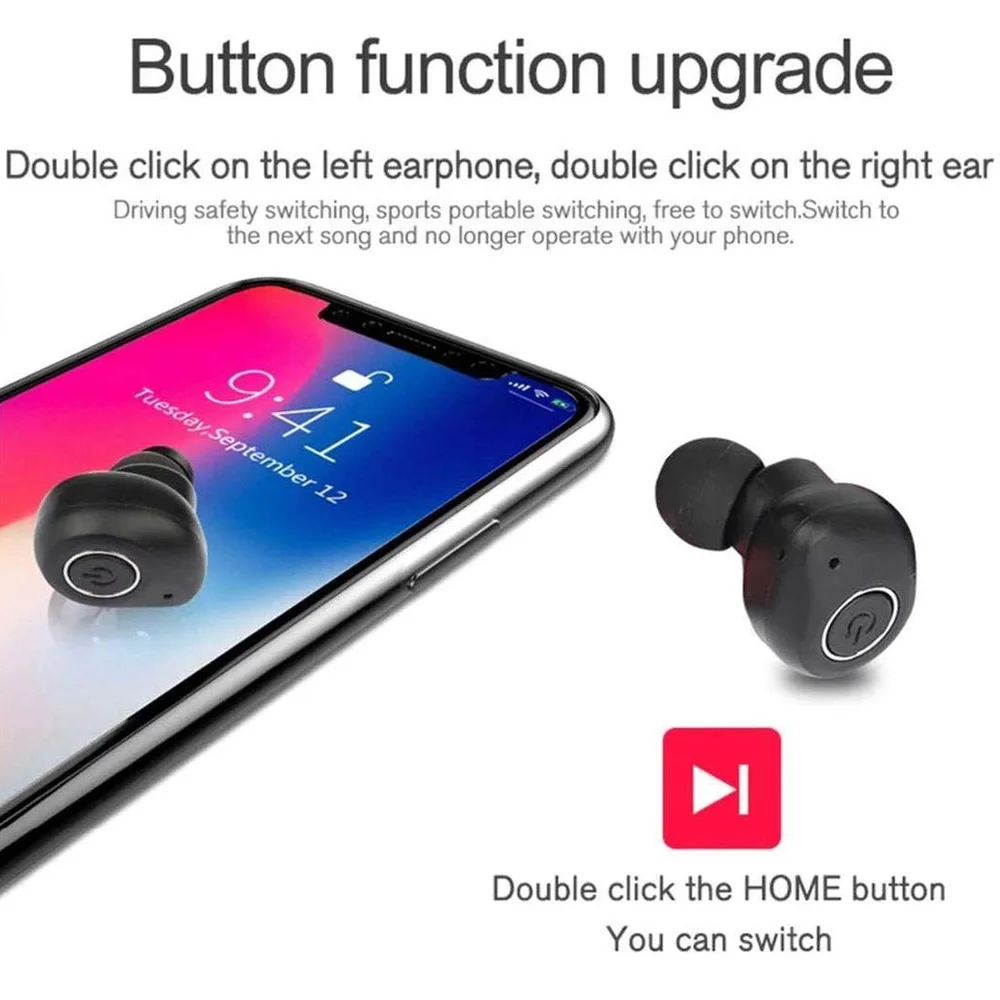 Размер Беспроводной наушники-вкладыши TWS Bluetooth 5,0 наушники с зарядный чехол водонепроницаемый хэндс-фри стерео наушники с микрофоном