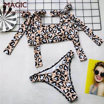 

Bikini Set New Love Pattern Print Sexy Women Swimsuit Tankini Bow Shouder Strap Beachwear Padded Swimwear Bathing Suit Bathers