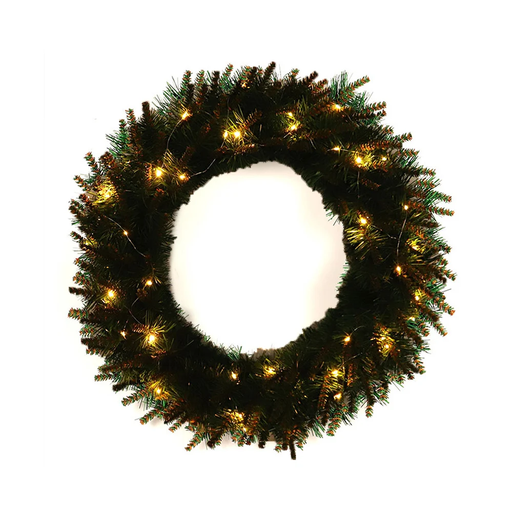 30cm with light Вт, 30 Вт, 40 см самодельный венок висит украшение дома орнамент передней двери узор рождественские с светильник гирлянда Evergreen дерево - Цвет: 30cm with light