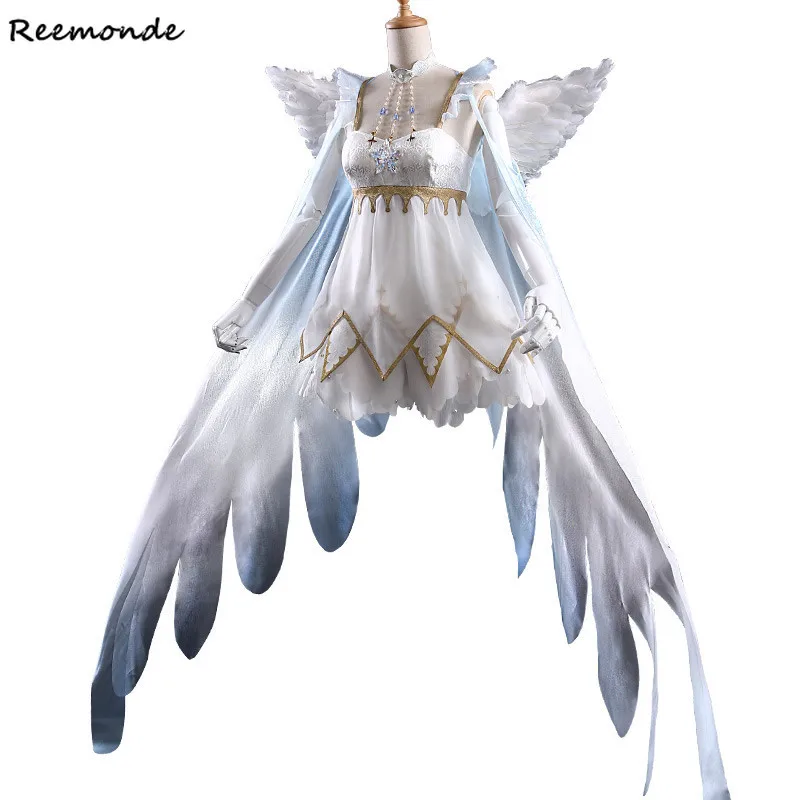 

Anime Card Captor Lolita Cosplay Costume Sakura Princess White Wing of Snow Dress Fancy Halloween Party Synthetic Wig Woman Girl