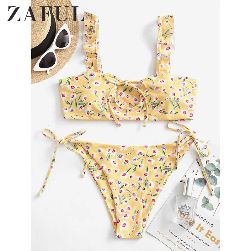 Сплошной купальник бикини с принтом и вырезами|Купальники |