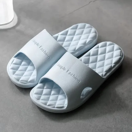 2020 New Slippers Women Summer Thick Bottom Indoor Home Couples Home Bathroom Non-slip Soft Ins Tide To Wear Cool Slippers 1988 Light Blue