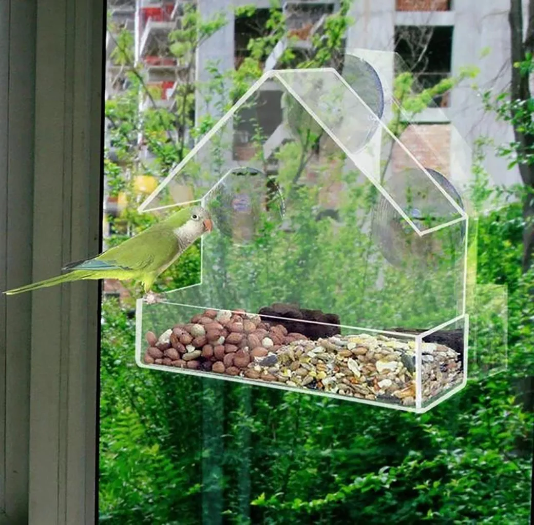 Прозрачная кормушка для птиц с прозрачным окном для просмотра кормушек для птиц, поднос для скворечника на присоске, крепление для дома, тип кормушки E5