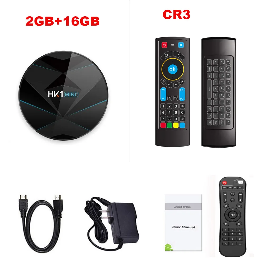 HK1 мини+ Android 9,0 ТВ приставка RK3318 4 Гб 128 Гб двойной Wifi 4K Смарт ТВ приставка со светодиодный экран медиаплеер телеприставка PK H96 max HK1 - Цвет: 2GB16GB with CR3