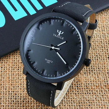

YAZOLE Simple Fashion Quartz Watches For Men relogio masculino Luminous Big Dial Male Clock Black Leather Strap Mens Waterproof