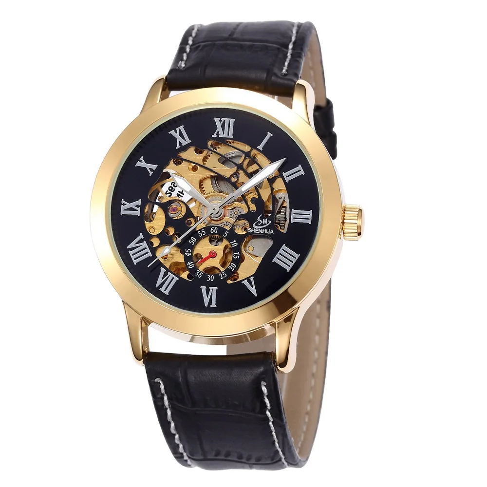 

Hot Selling Shenhua Men Fashion Casual Classic Tungsten Steel Hollow out Automatic Analog Watch