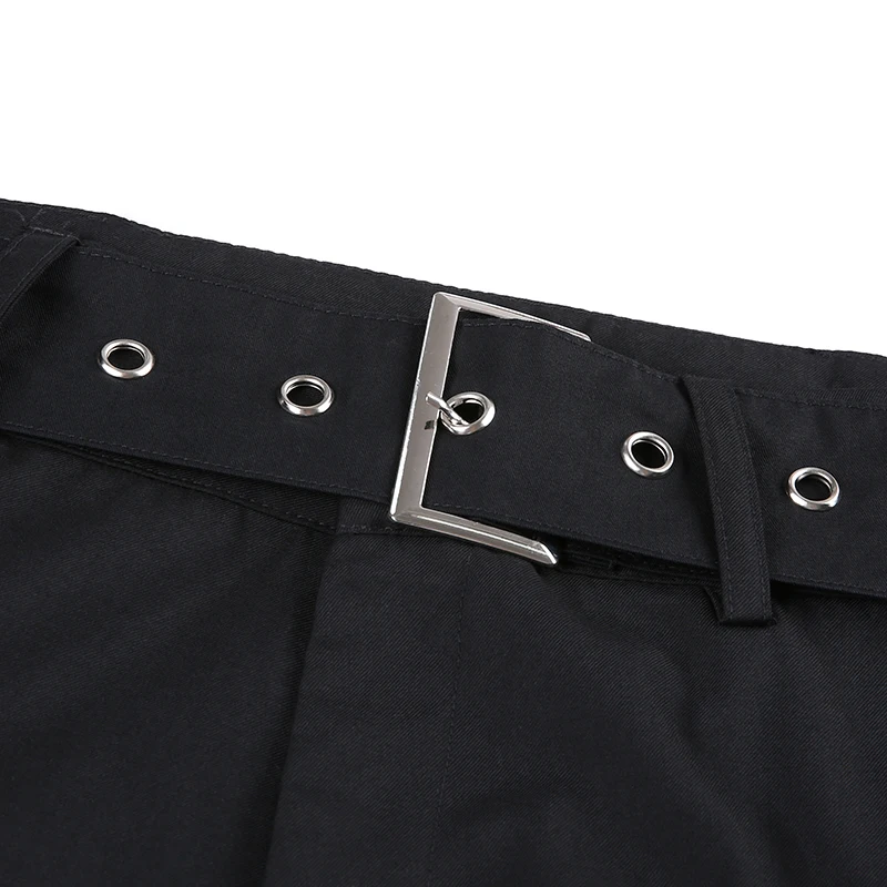 Waataak элегантные с высокой талией расклешенные брюки с поясом черные повседневные офисные женские широкие брюки корейские брюки Харадзюку Женские винтажные