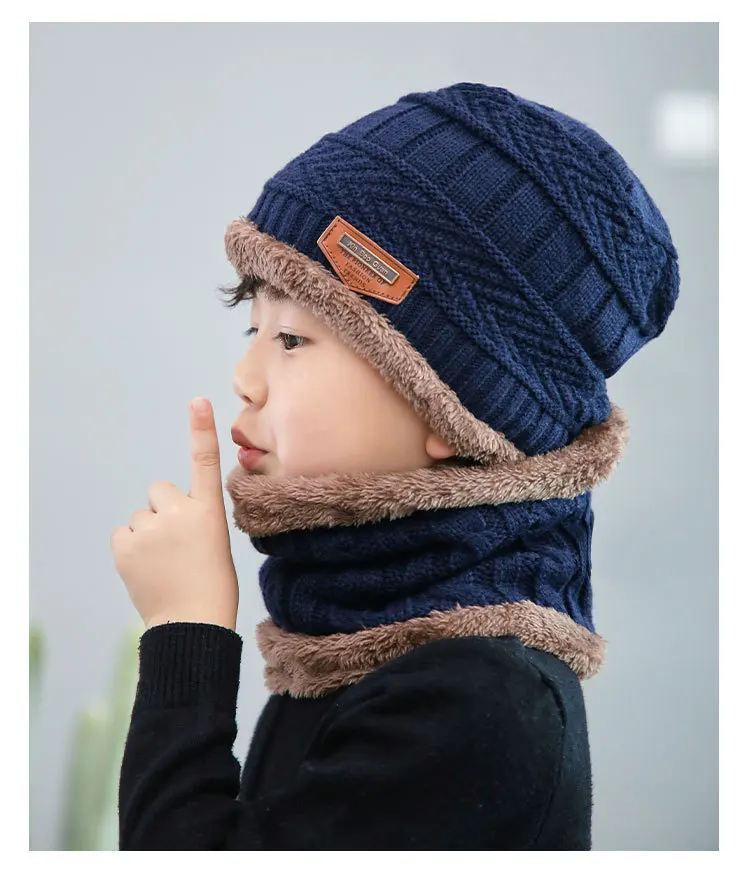 Детские зимние шапки с ушками для девочек и мальчиков; Детские теплые шапки; комплект с шарфом; детская шапочка; Enfant; вязаная Милая шапка для девочек и мальчиков