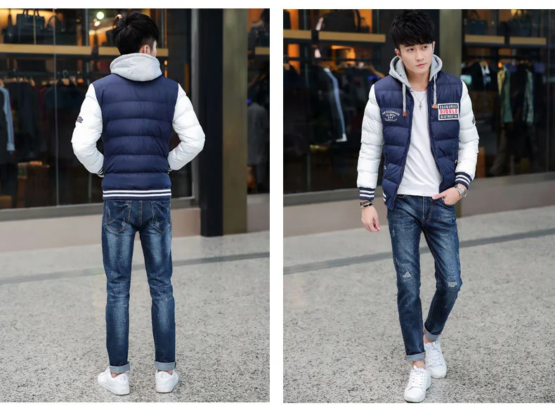 Fashionable Thick Parka Cotton Jacket for Men Autumn Winter Casual Clothing Classic Warm Windbreaker with Zipper Hoodie