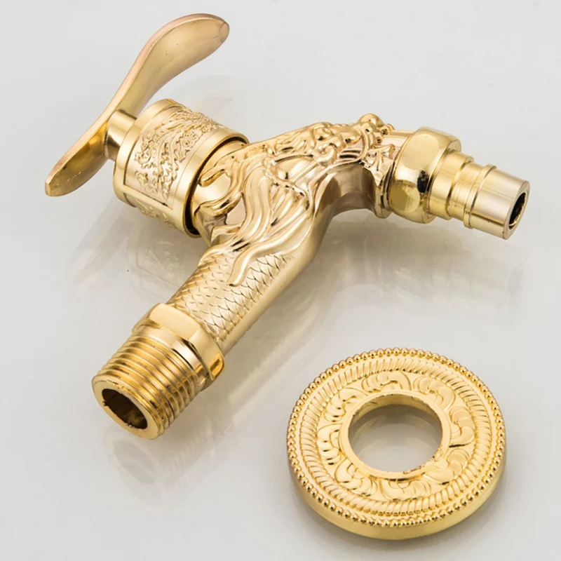 Washing Machine Faucet Retro Vintage Carved Home Sink Garden Single Faucet Water Tap YU-Home