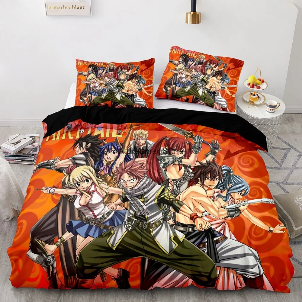 2022 New Style Anime Fairy Tail Duvet Cover Cartoon Kids Bedding Sets With Pillowcases Gift For Friend Decor Home Bedclothes