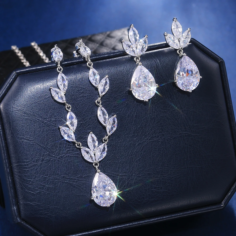 Waliicorners Classic Big Pear CZ Stone Necklace Earring Wedding Set for Women 15 Hefd6a91e2ee4482bab7efb318d5a5f1c4