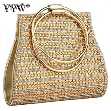 YYW сумки для женщин Европейская мода круглая ручка сумочка мини вечерняя сумочка клатч золотого цвета свадебные сумки Клатчи