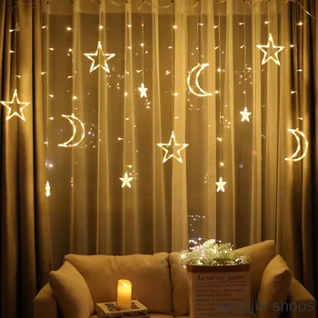 

New holiday lights curtain lights wedding neon 220v fairy lights moon stars lights LED lights Christmas lights decoration