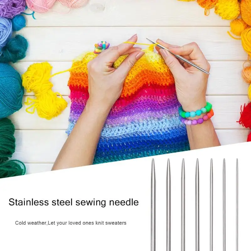

35pcs/Set 20cm Stainless Steel Straight Knitting Needles Sewing Accessories for Crochet Sewing DIY Weave Tools Needle Kits