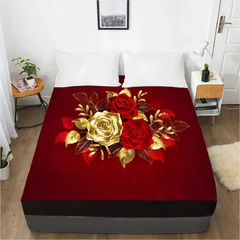 

Luxury Fitted Sheet Bed Mattress Fitted Cover Red Flower Bed Linens Sheets Bedsheet White 90x200 3D Design Custom Bedding Sheets