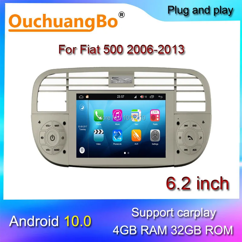 Ouchuangbo android 10 автомобильный радиоприемник gps-навигация для Fiat 500 2006-2013 медиаплеер
