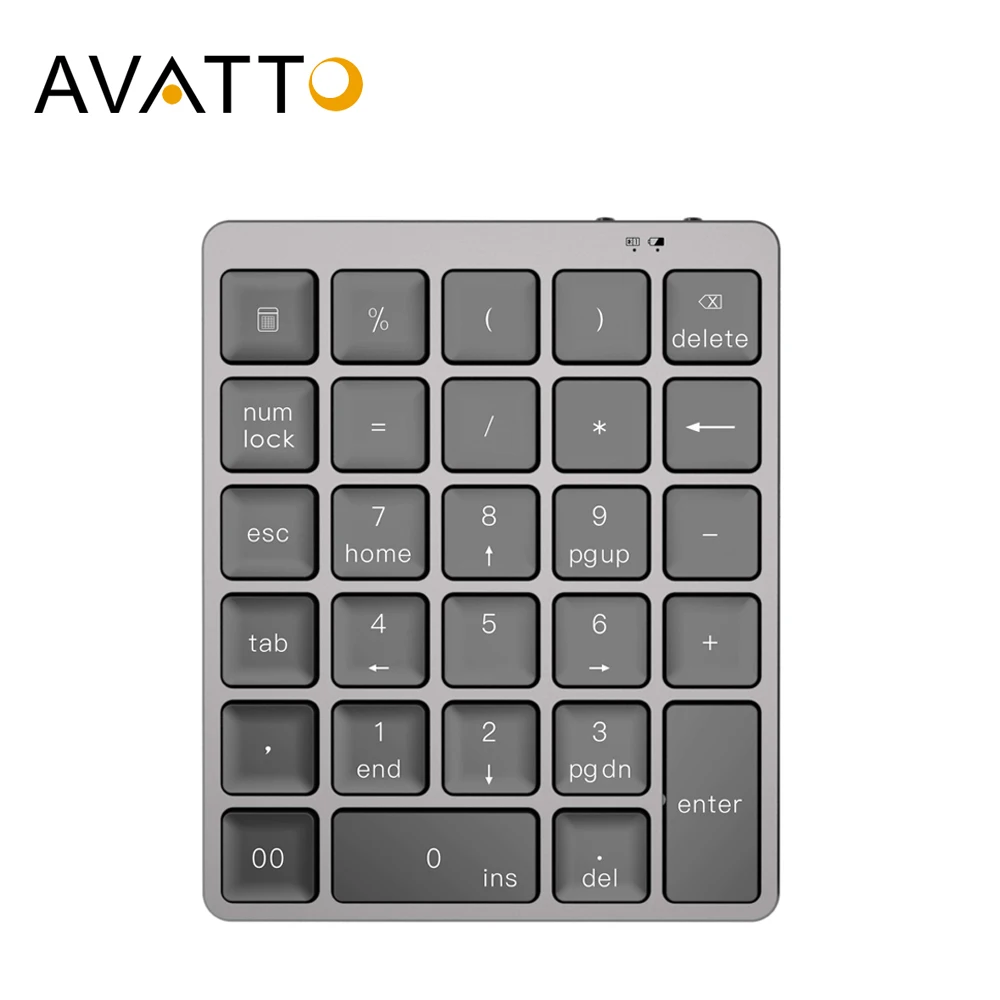 Беспроводная цифровая клавиатура AVATTO алюминиевый сплав 28 клавиш Bluetooth с большим