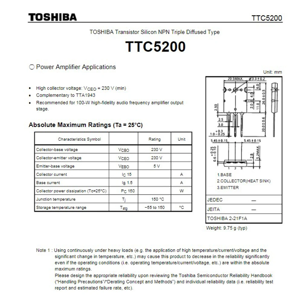 1 Pair-8 Pair/lots 1943 5200 TTA1943 TTC5200 TTC5200/TTA1943 Audio Pair Tube Transistor 230V 15A 150W 2