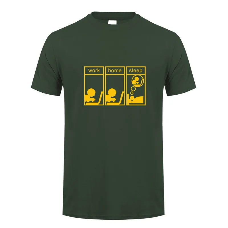 Летняя Новинка, футболка для работы, дома, сна, забавная хлопковая Повседневная мужская футболка с коротким рукавом, всегда работающая программист, Мужская футболка, Топ OS-003