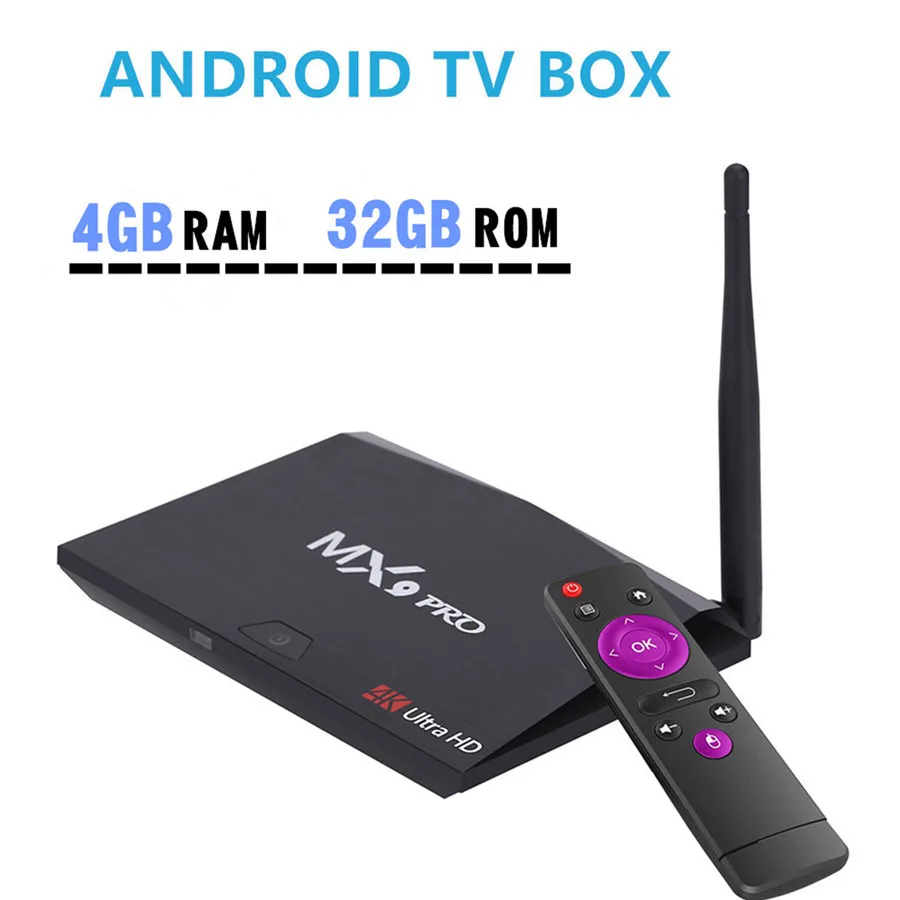 MX9 Pro Smart Android 7.1 TV Box 4GB RAM 32GB ROM RK3328 Quad Core 2.4G/5G Dual WiFi BT4.1 MINI PC H.265 VP9 HDR 4K Media Player