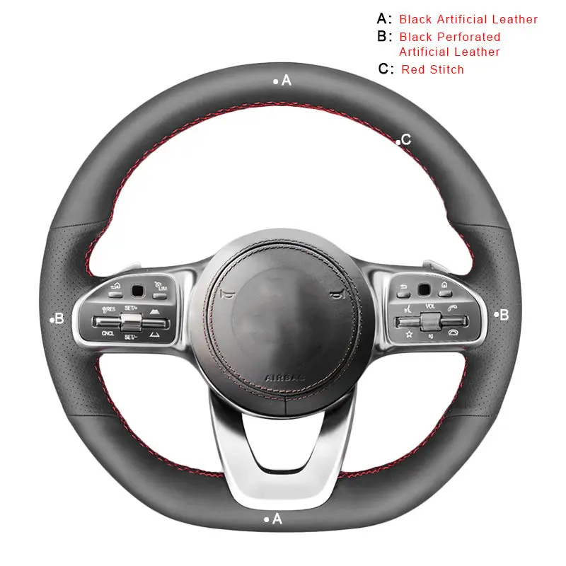Автомобильная оплетка на руль для Mercedes-Benz A-Class W177 C-Class W205 E-Class W213 S-Class W222 автомобильные чехлы на колеса - Название цвета: Artificial Leather