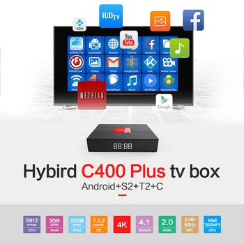 

Magicsee Android Smart TV Box C400 Plus Set Top Box Amlogic S912 Core 3+32GB IPTV boxes DVB-S2 DVB-T2 2.4G 5G WiFi Media Player