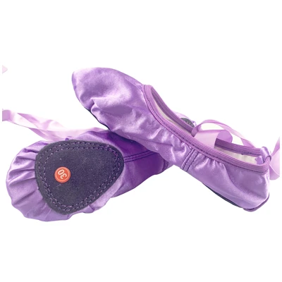 Атласные балетки с ленточным ремешком и круглым носком; домашняя обувь для йоги; мягкие атласные танцевальные балетки для взрослых и девочек - Цвет: Purple