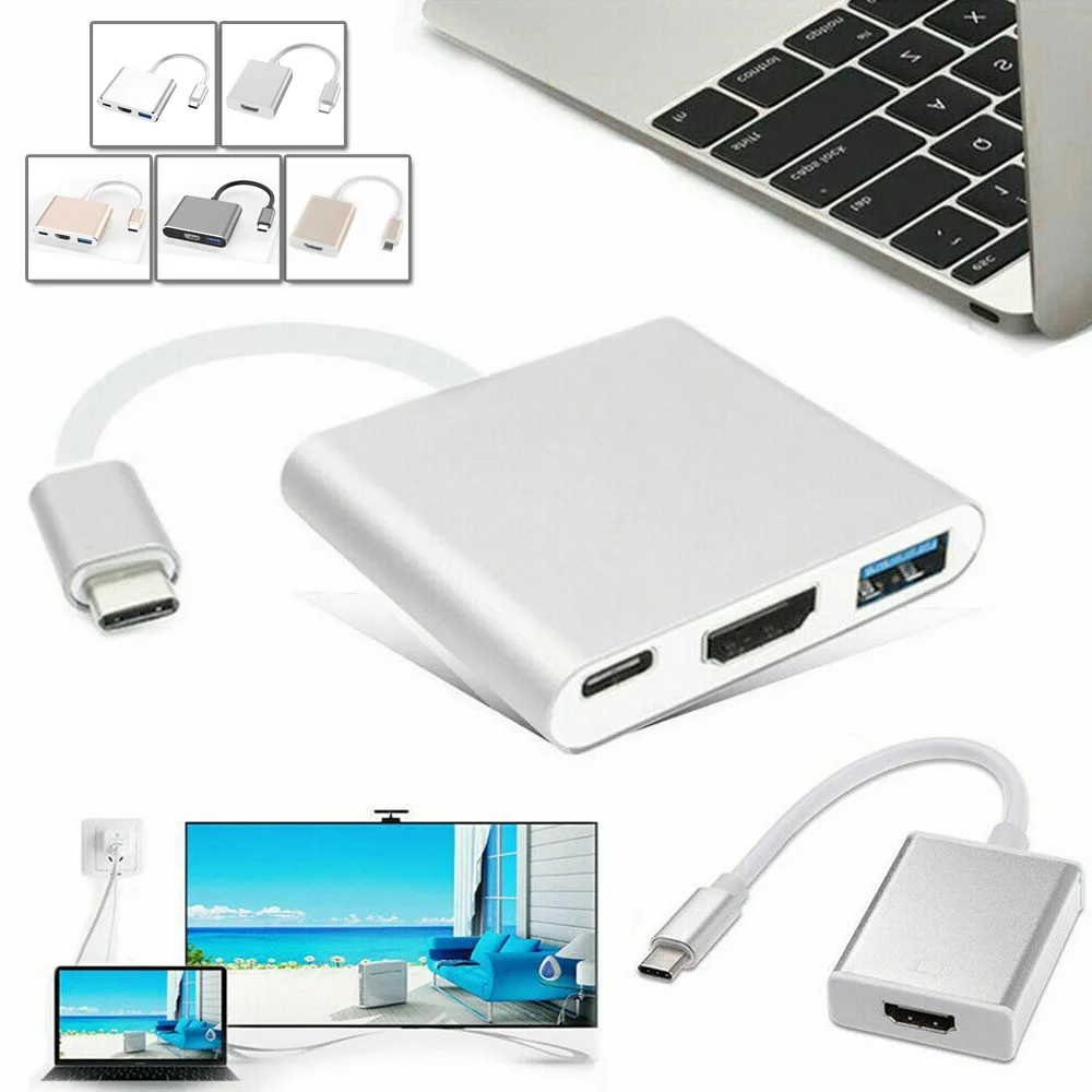 Usb type C 3,1-USB-C 4K HDMI USB 3,0 кабель-адаптер 3 в 1 концентратор для Macbook Pro идеально подходит для решения проблемы с несколькими интерфейсами