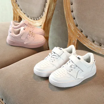

Spring Hot Sale Children'sCasual Shoes With Hook&Loop Boys Flat White Shoes Korean Fashion Girls Solid Color Low Band Shoes