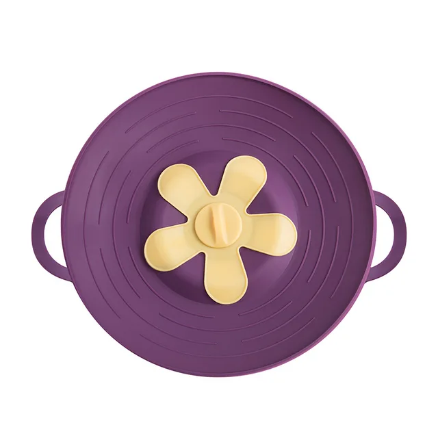 Silicone lid Spill Stopper Cover For Pot Pan Kitchen Accessories Cooking Tools Flower Cookware Home Kitchen Accessories Gadgets Purple