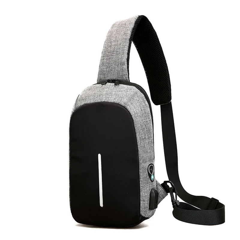 

Sling Waterproof Men Chest Bags Anti Theft Lock Daypack USB Charging Interface Crossbody Bag Male Shoulder Messenger Bag
