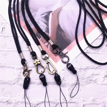 

10P Keychain Phones Slings PU Straps With High Quality Buttons Braided Rope for ID Card Pass Gym USB Phone lanyard DIY Hang Rope