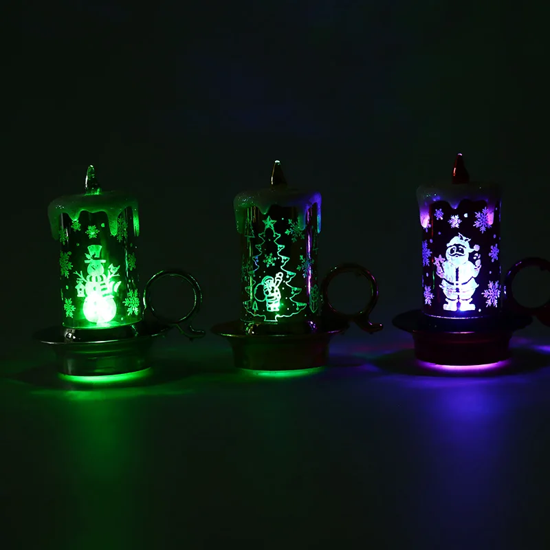 Christmas Table Flameless Party Decoration Flickering LED Electronic Candle Light Snowman Cute PVC Portable Night