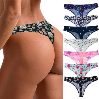 

Women Sexy Flowers Lingerie Temptation Low-waist Panties Thong Breathable Underwear Female G String Intimates