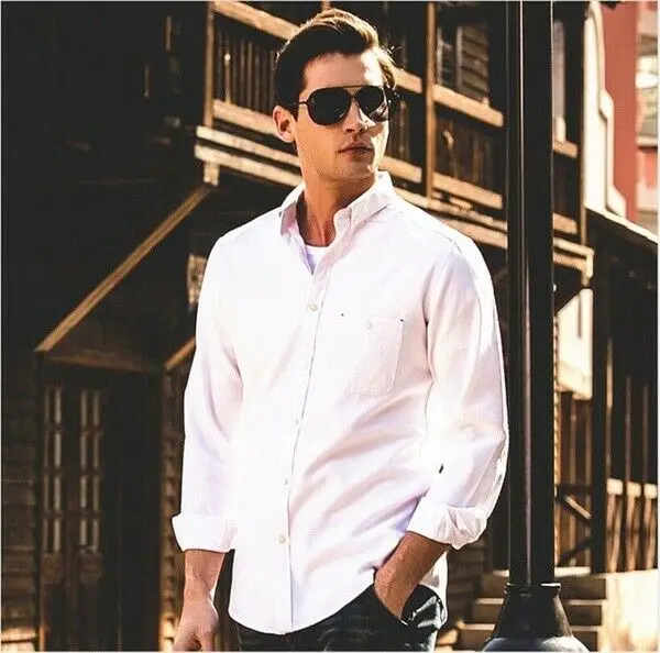 Luxury Fashion Men's Slim Fit Shirt Long Sleeve Formal Business Dress Shirts Casual Shirt Top New